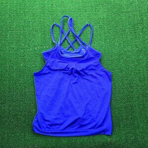 Athleta Womens Tank Top XS Blue Strappy Yoga Sleeveless Workout‎ Gym Running
